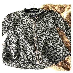 Zara Trafaluc Sheer Skull Button Down (Size S)